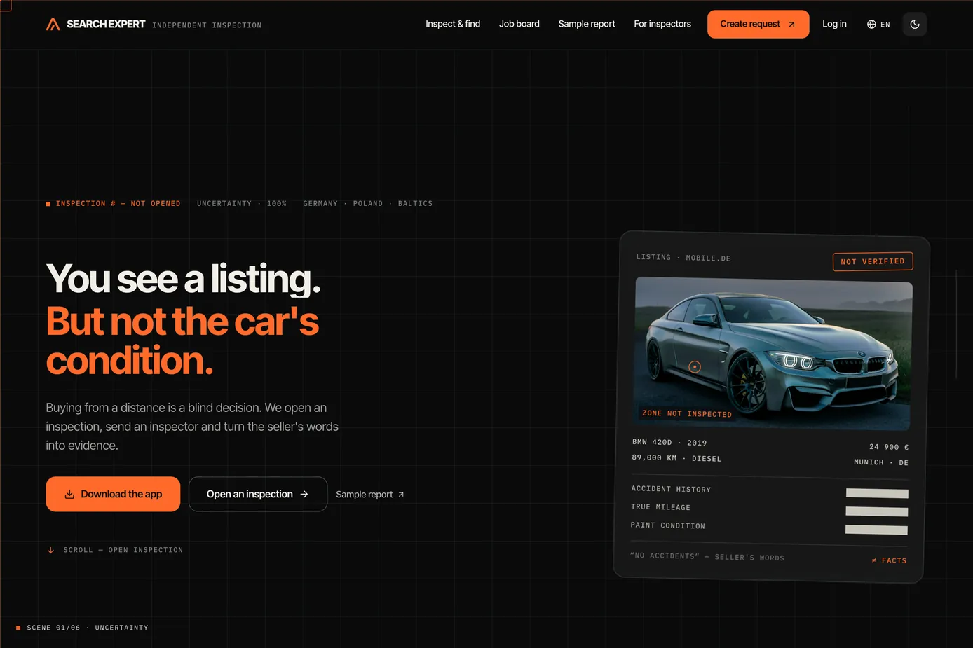 A-Search home: you see a listing, but not the car’s condition